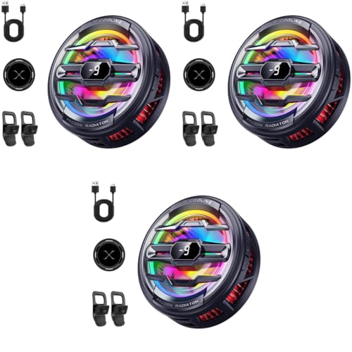 ZORBES® Phone Cooler for Gaming Magnetic Mobile with 3 Level Modes LCD Display RGB Light Semiconductor Technology Clips for iOS Android Phones IPAD 3PCS ZORBES® Phone Cooler for Gaming Magnetic Mobile with 3 Level Modes LCD Display RGB Light Semiconductor Technology Clips for iOS Android Phones IPAD 3PCS
